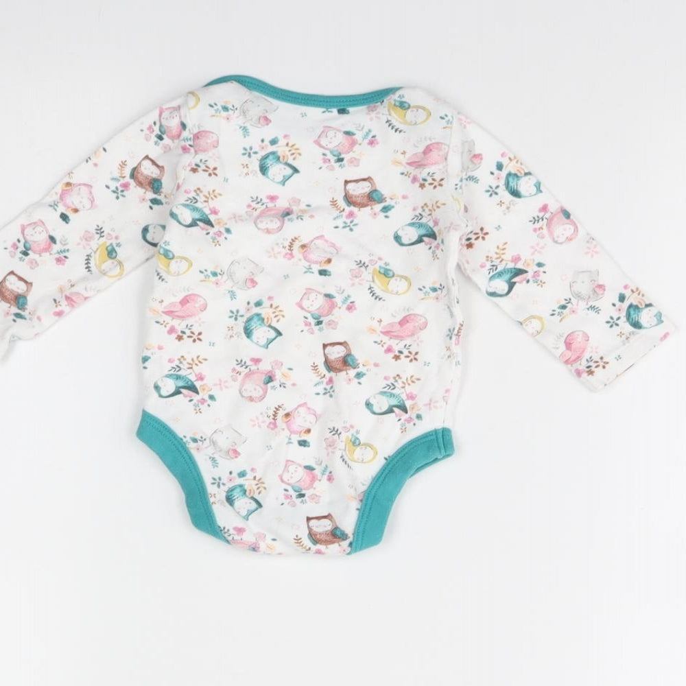 TU Girls White Animal Print Babygrow One-Piece Size 3-6 Months