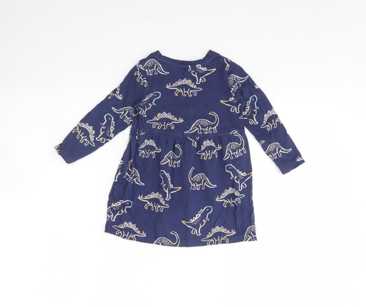 M&S Girls Blue Animal Print Fit & Flare Size 18 Months - Dinosaur