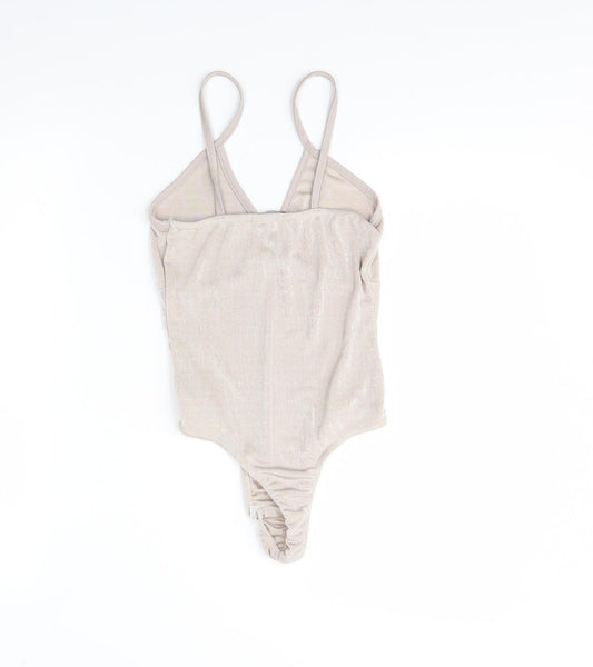 PRETTYLITTLETHING Womens Beige Bodysuit One-Piece Size 10