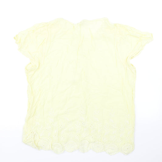 M&Co Womens Yellow Basic Blouse Size 14