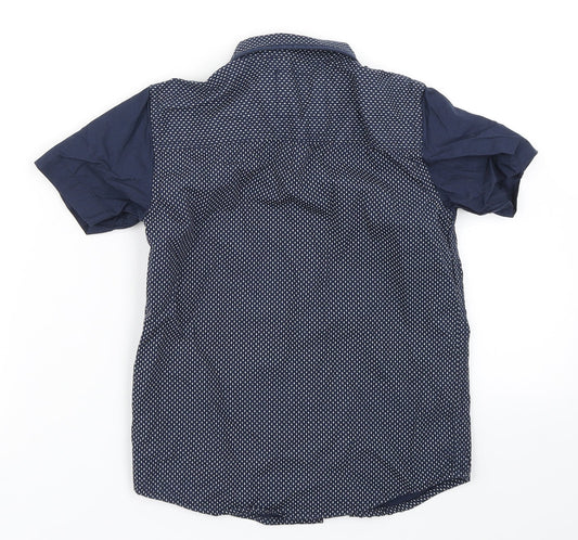 Rebel Boys Blue Polka Dot Basic Button-Up Size 6-7 Years