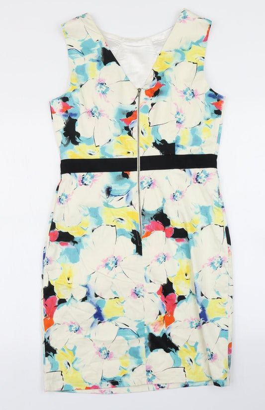 Marc Angelo Womens White Floral Pencil Dress Size 12
