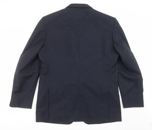 GREENWOODS Mens Blue Striped Jacket Suit Jacket Size 42
