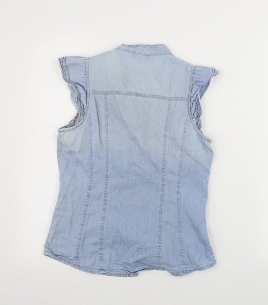 be beau Womens Blue Basic Button-Up Size 8