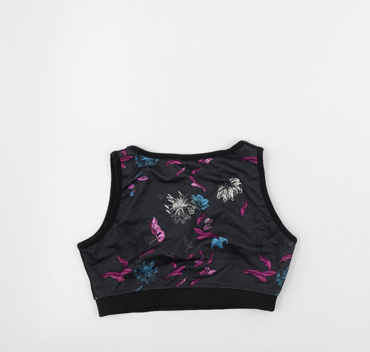 TZ Womens Black Floral Basic Tank Size S