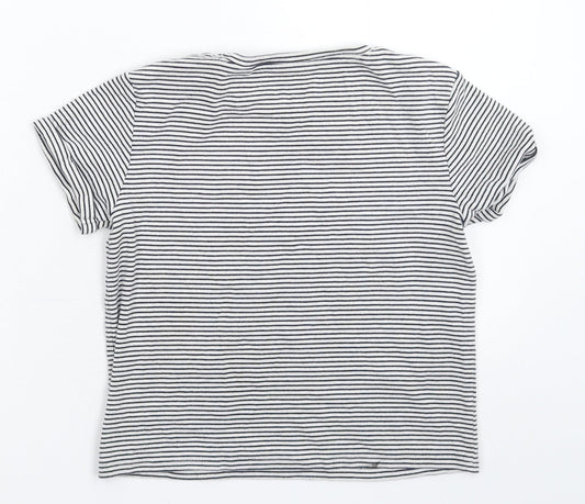 NEXT Girls White Striped Basic T-Shirt Size 10 Years
