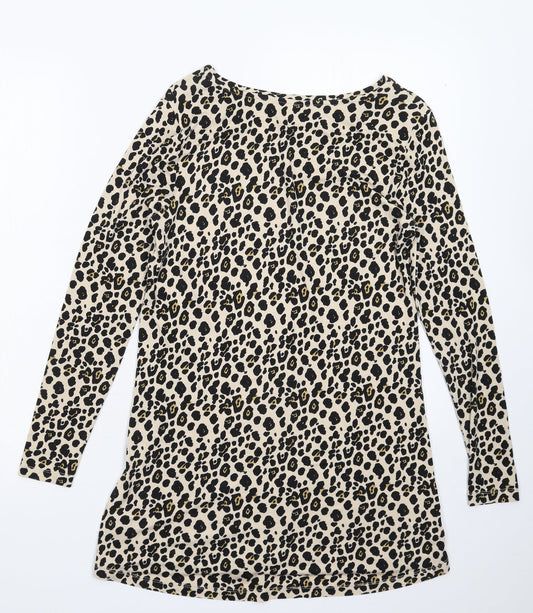 Peacocks Womens Beige Animal Print Mini Size 8