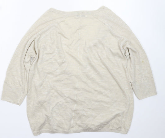 Marks and Spencer Womens Beige Knit Cardigan Jumper Size 12