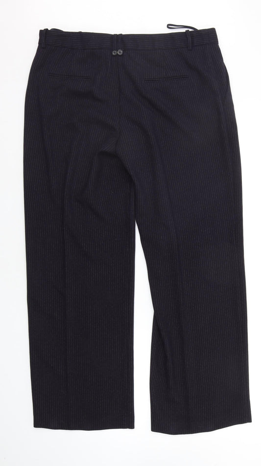 NEXT Womens Blue Striped Trousers Size 16 L28 in