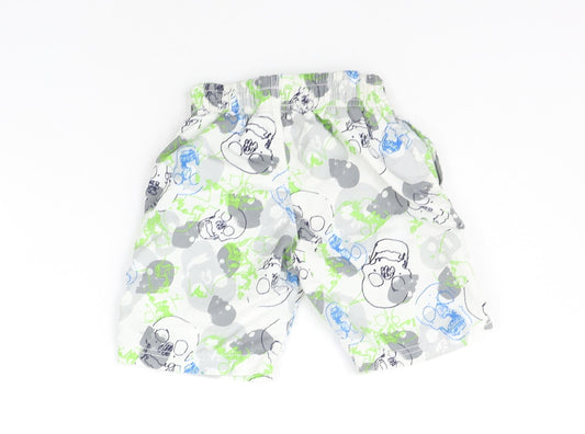 Rebal Boys White Geometric Sweat Shorts Size 2-3 Years - SWIM SHORTS