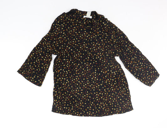 H&M Womens Black Floral Basic Blouse Size 6