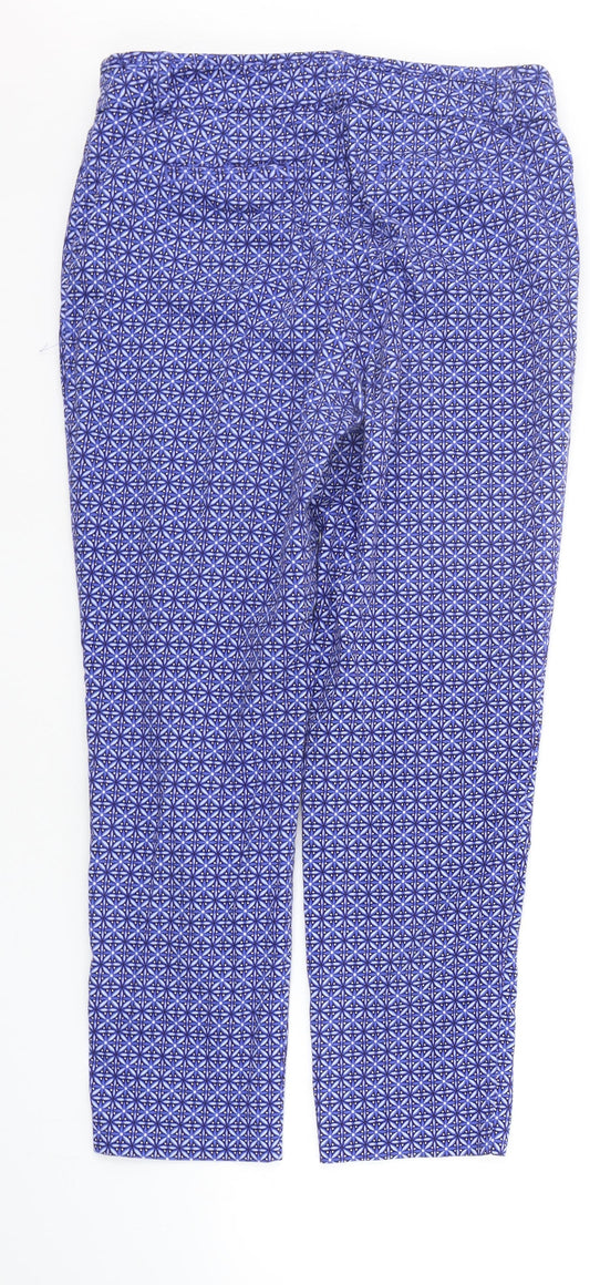 M&Co Womens Blue Geometric Trousers Size 12 L25 in