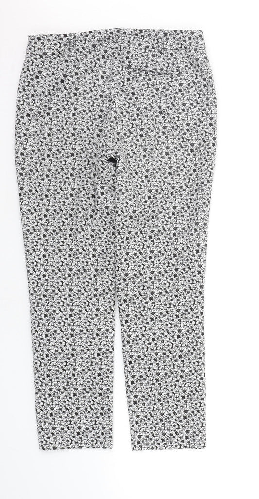 Miss Selfridge Womens White Geometric Trousers Size 10 L25 in