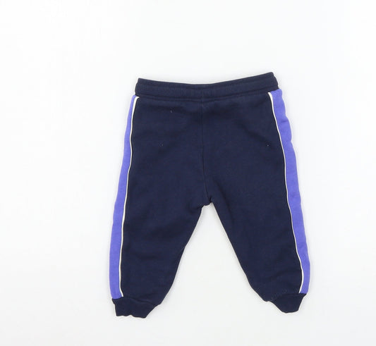 F&F Boys Blue Jersey Jogger Trousers Size 6-9 Months