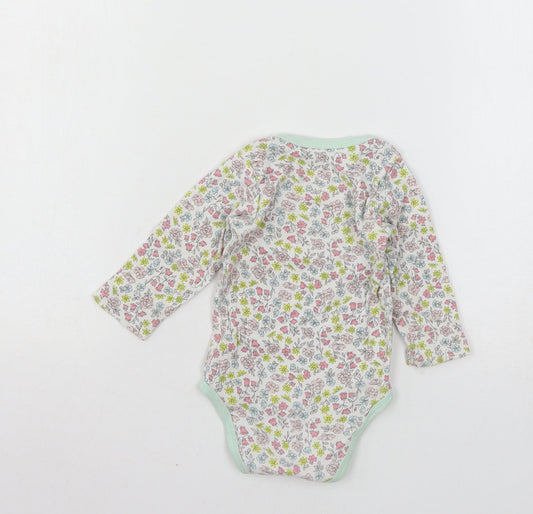Preworn Girls Multicoloured Floral Jersey Babygrow One-Piece Size 6-9 Months