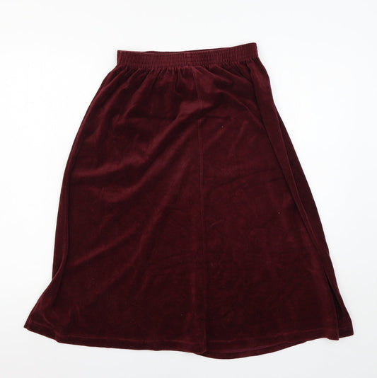 Damart Womens Red Velour Flare Skirt Size 30 in
