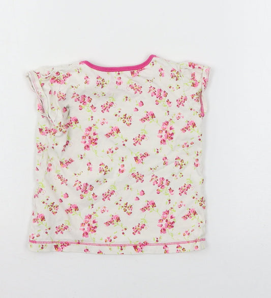 NEXT Girls White Floral Jersey Basic T-Shirt Size 18-24 Months
