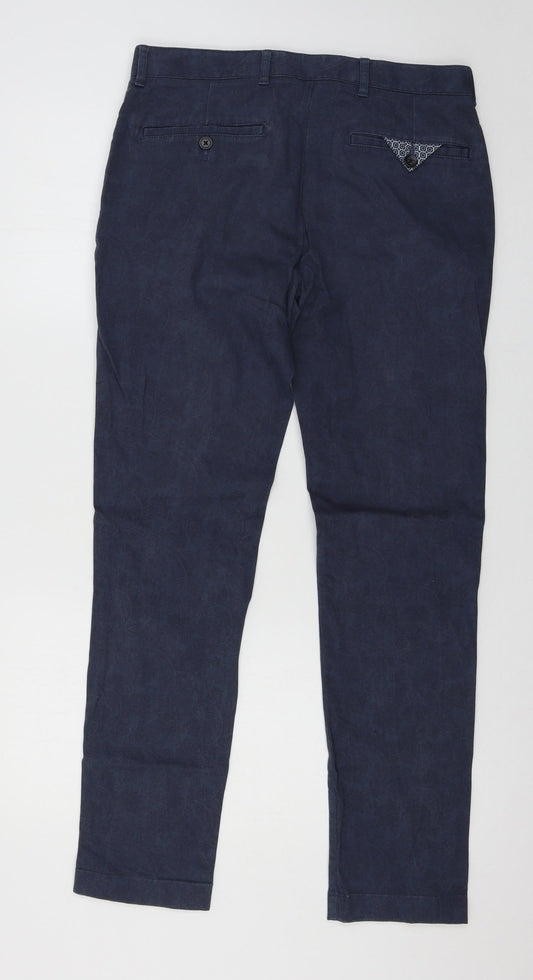 Preworn Womens Blue Geometric Chino Trousers Size 32 in L29 in