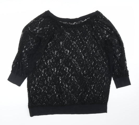 NEXT Womens Black Floral Pullover Jumper Size 12