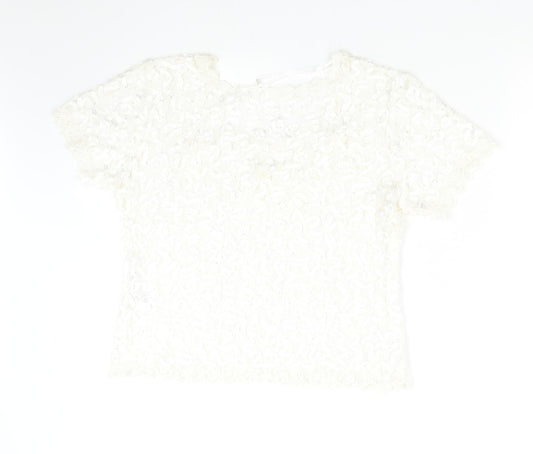 EWM Womens Ivory Basic Blouse Size 10