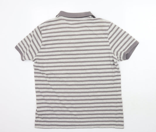 Cedar Wood State Mens Grey Striped Polo Size XL