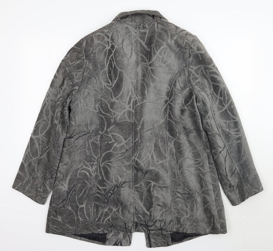 Tigi Womens Grey Floral Jacket Coat Size 10