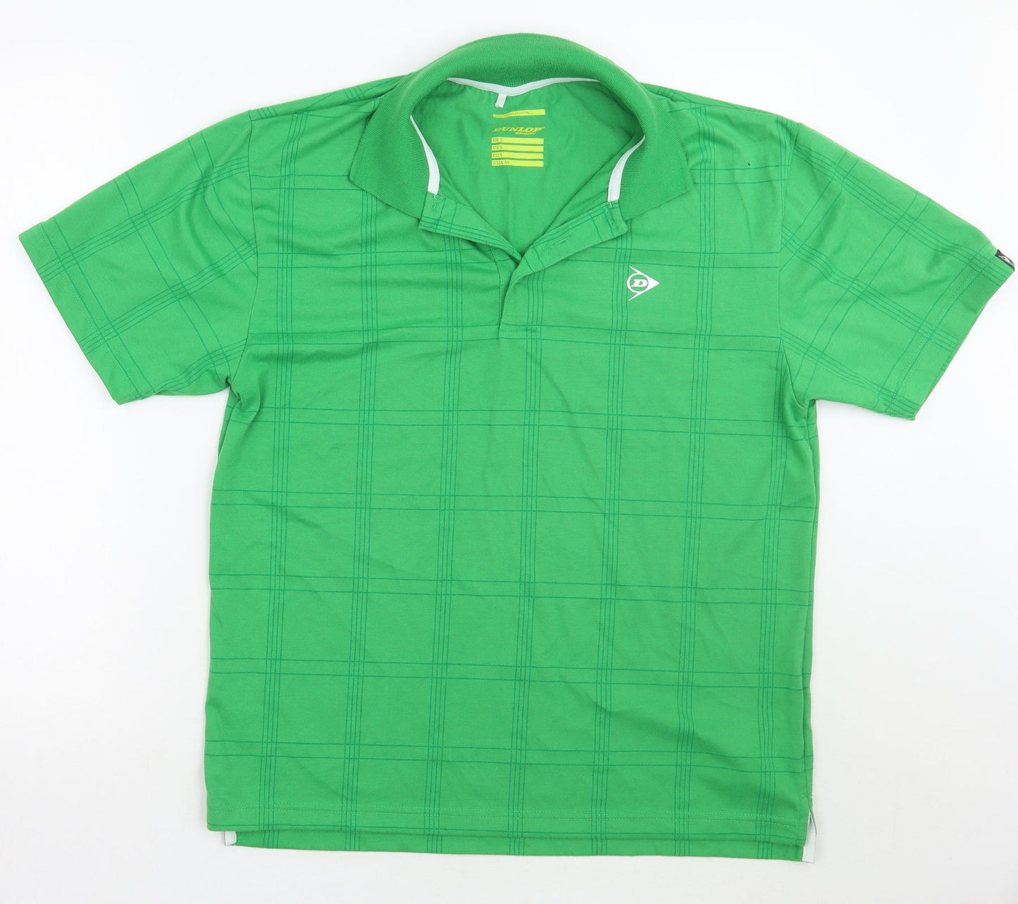 Dunlop Mens Green Check Polo Size S