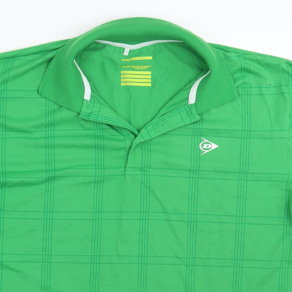 Dunlop Mens Green Check Polo Size S