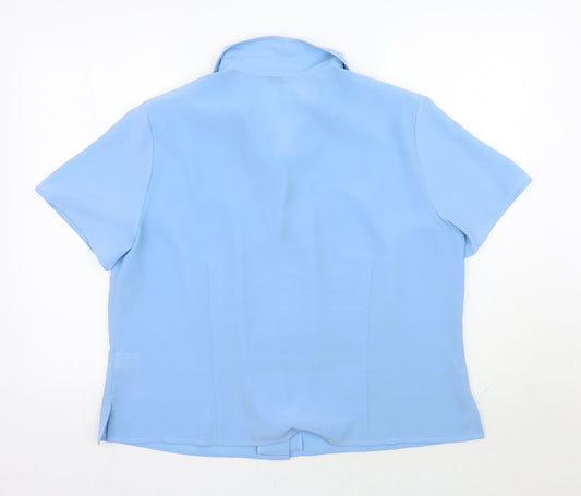 Debenhams Womens Blue Floral Basic Button-Up Size 18