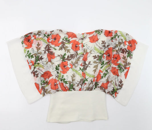 ly Womens Orange Floral Basic Blouse Size 10