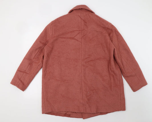 H&M Womens Pink Overcoat Coat Size L