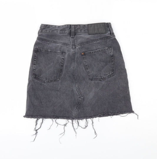 H&M Womens Grey Denim Mini Skirt Size 6
