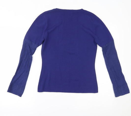JUST ELEGANCE Womens Blue Basic Blouse Size S