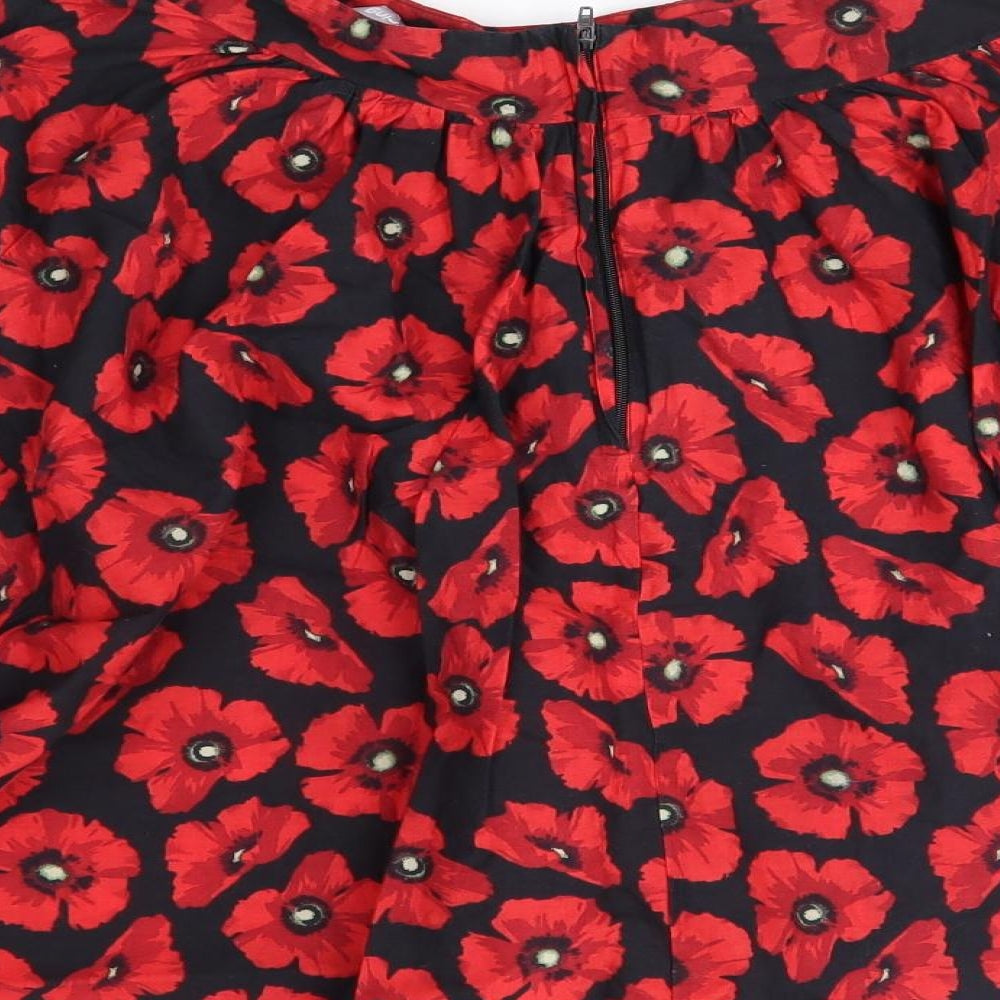 Red Herring Womens Red Floral A-Line Skirt Size 8