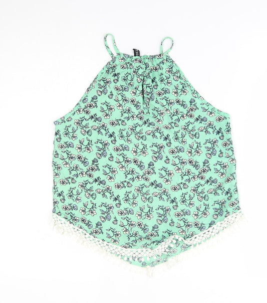 H&M Womens Green Floral Camisole Blouse Size 6