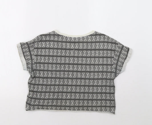 New Look Girls Black Geometric Cropped Polo Size 12-13 Years