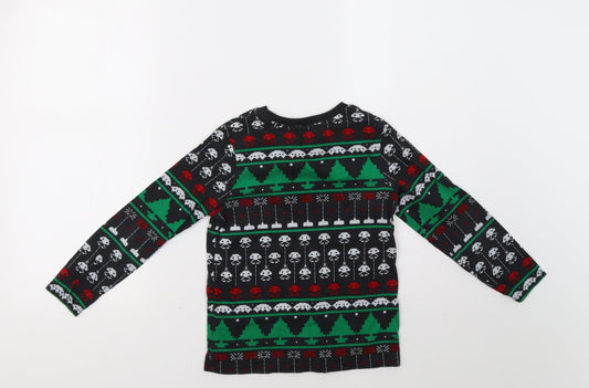 M&S Boys Black Fair Isle Pyjama Top Size 7-8 Years
