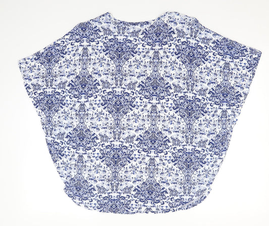 Miss Milla Womens Blue Paisley Basic Blouse Size L