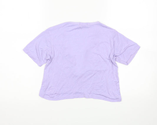 PRETTYLITTLETHING Womens Purple Cropped T-Shirt Size 8