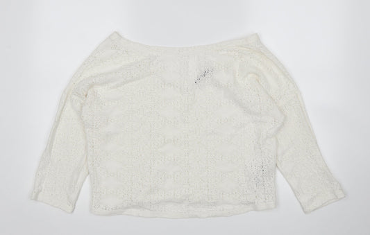 M&S Womens White Pullover Jumper Size 16