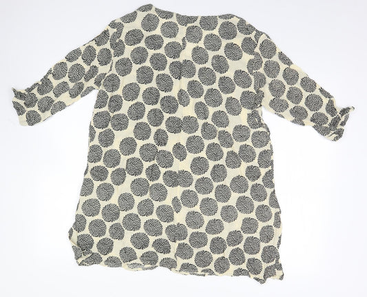 Capri Womens Beige Polka Dot Basic Blouse Size S