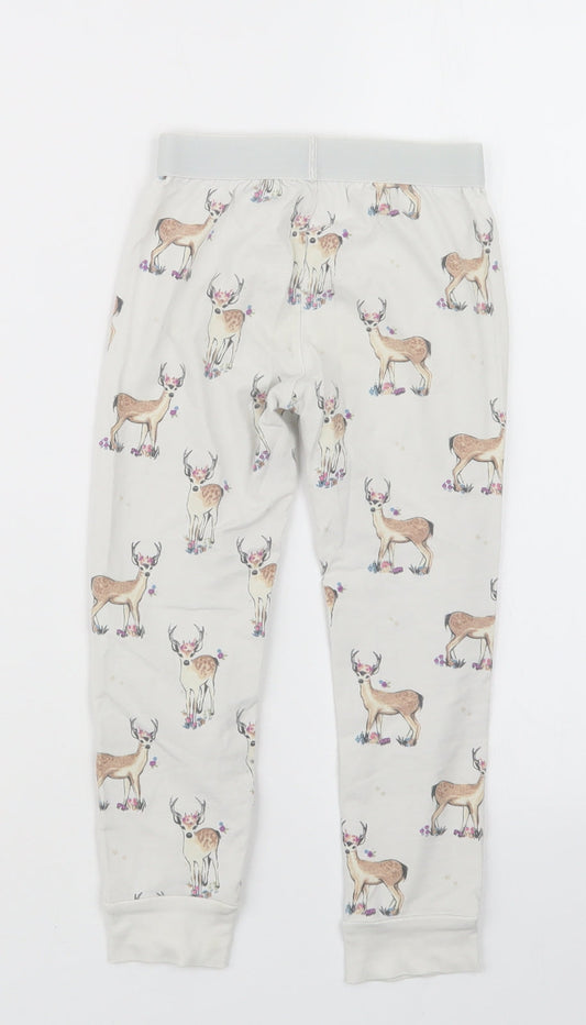 Marks and Spencer Girls White Geometric Capri Pyjama Set Size 4-5 Years