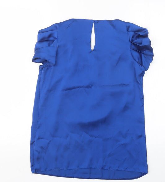 twentyten Womens Blue Satin Basic Blouse Size 8