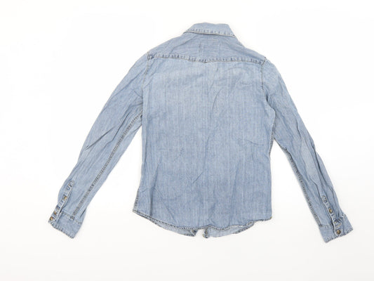 H&M Womens Blue Basic Button-Up Size 6
