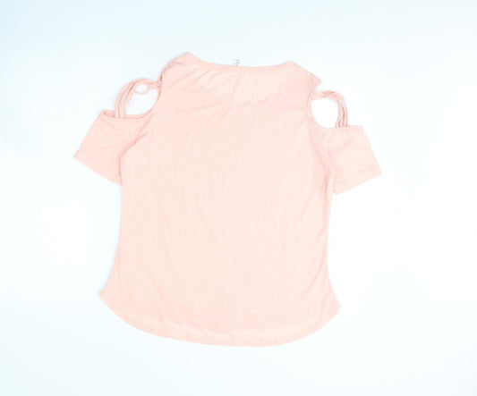 Fashion Womens Pink Basic T-Shirt Size XL