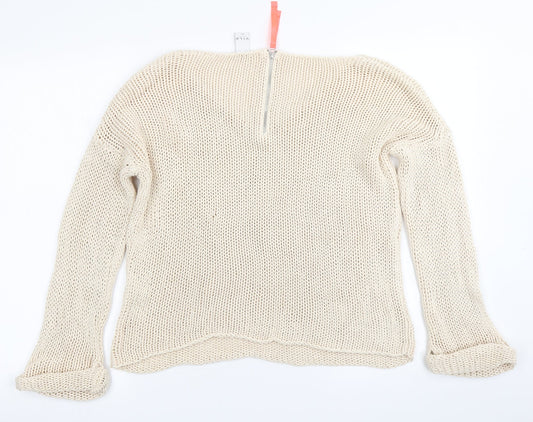 VILA Womens Beige Knit Pullover Jumper Size M