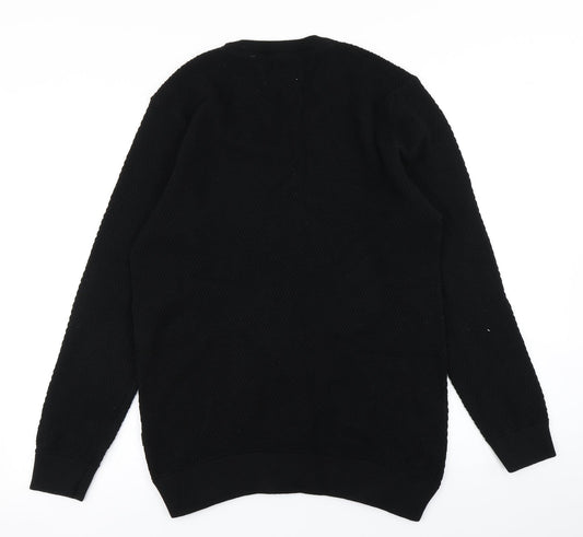 Casual Friday Mens Black Knit Pullover Jumper