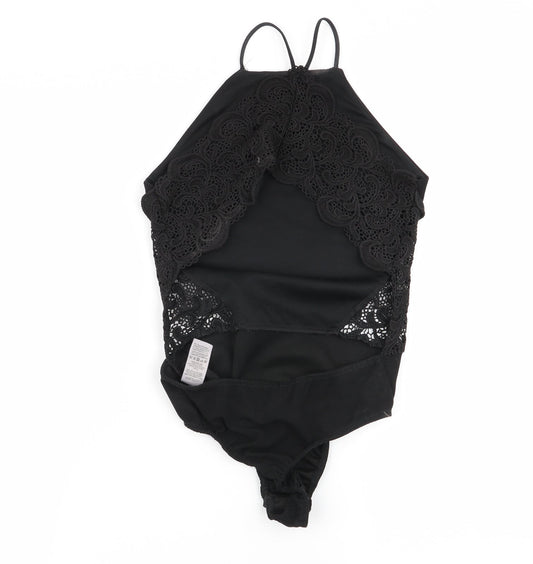 Missguided Womens Black Flecked Bodysuit One-Piece Size 6