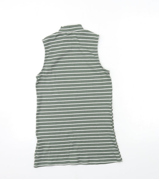 Papaya Womens Green Striped Basic Tank Size 10