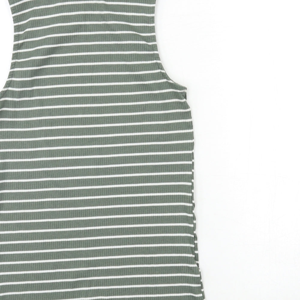 Papaya Womens Green Striped Basic Tank Size 10